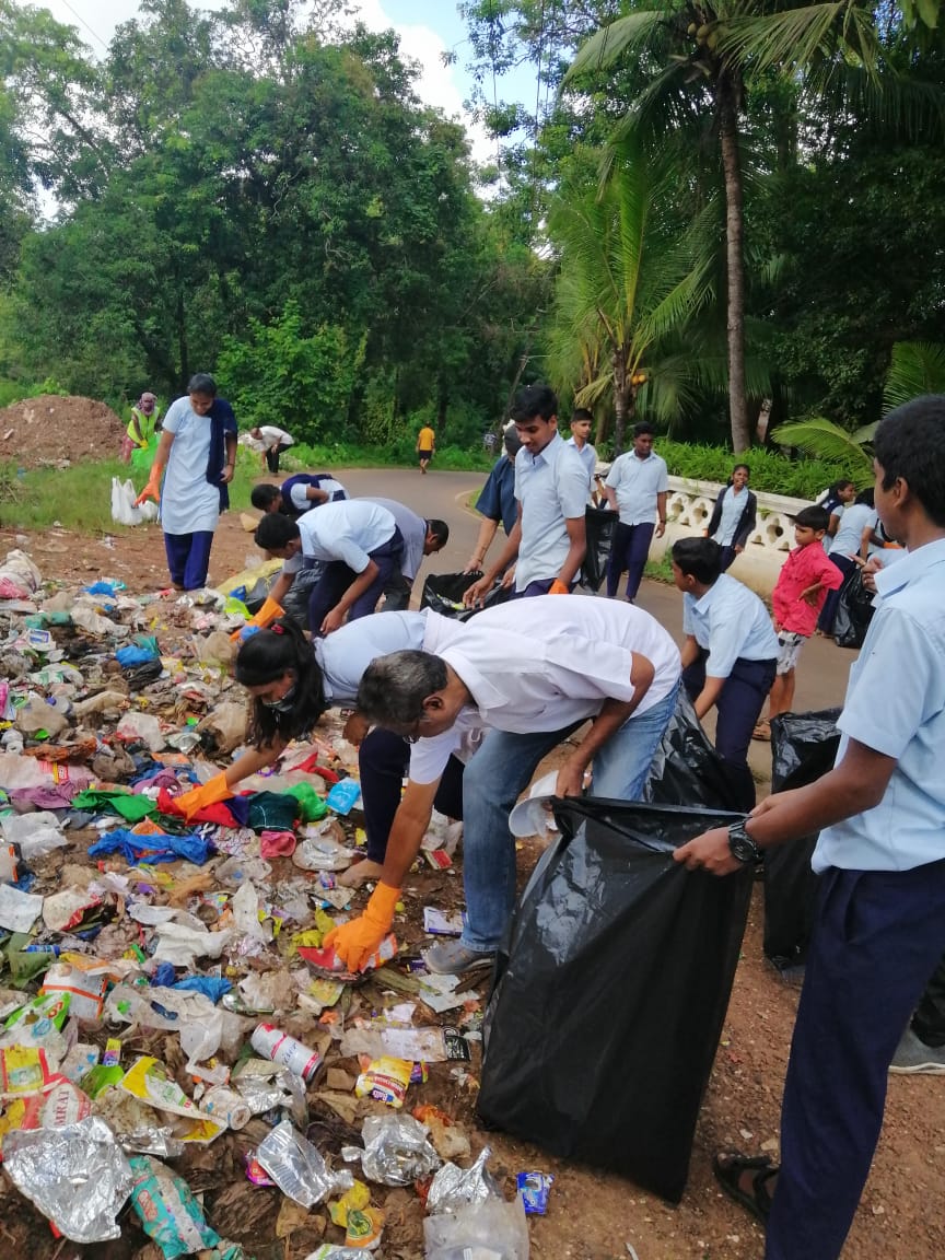 Swatch Bharat Cleanliness Drive organized by Sateri Nagar Association and supported by Sarpanch Mr. Milton O. Marques on 02/10/2019 at Don Bosco School, Verla Canca.